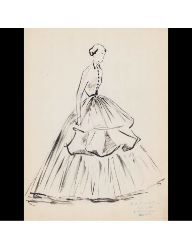 Raphael - Robe du soir, dessin de la maison de couture (circa 1940-1950s) pour bénéficier 