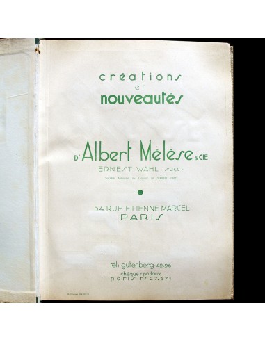 Wahl, Albert Mélèse & Cie - Créations et Nouveautés, album de présentation de tissus, été 1938 Livraison rapide