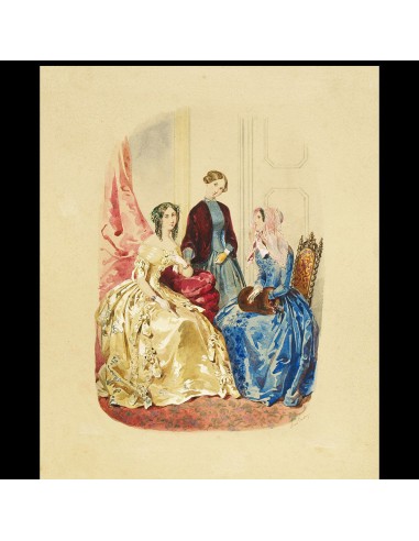 Anaïs Toudouze - Dessin pour une revue de mode (circa 1860s) Comparez et commandez 