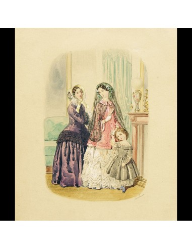 Anaïs Toudouze - Dessin pour une revue de mode (circa 1860s) votre restaurant rapide dans 