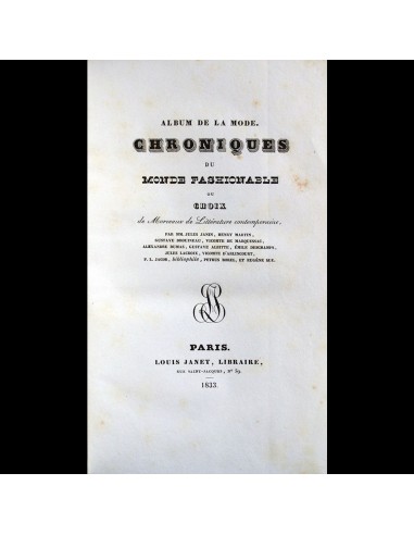 Album de la mode, Chroniques du monde fashionable (1833) ou a consommer sur place