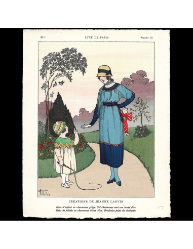 Luxe de Paris n°1 (avril 1913) - Planche III, Créations de Jeanne Lanvin, par Armand Vallée 50% de réduction en Octobre 2024