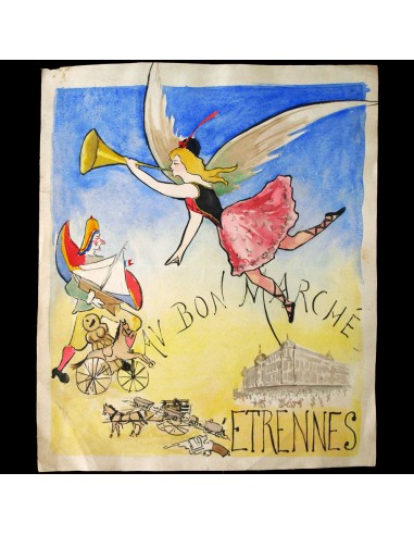 Au Bon Marché - Les étrennes 1899, projet d'affiche ou de couverture par Lucie Corot de la marque