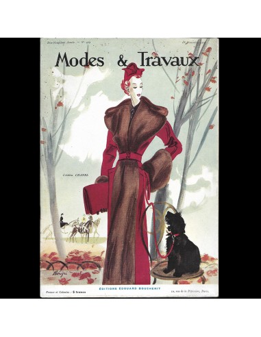 Modes et Travaux, 1er novembre 1937, couverture de Bénigni d'un modèle de Chanel rembourrage situé sous