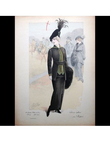 Redfern - Costume tailleur, gravure des Grandes Modes de Paris (1914) de technologie