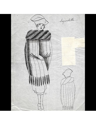 Fourrures Max - Dessin du manteau Seguedille (circa 1915-1920) le concept de la Pate a emporter 