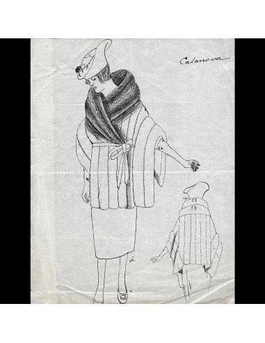 Fourrures Max - Dessin du manteau Casanova (circa 1915-1920) pas cheres