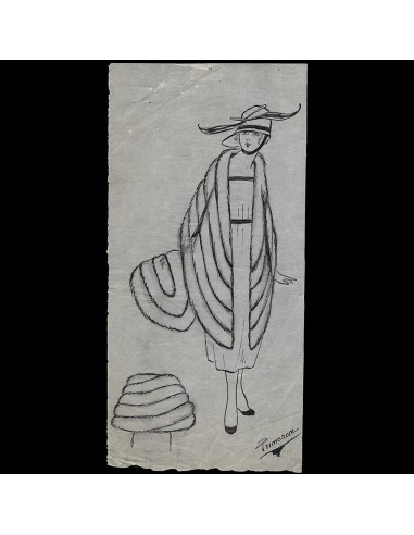 Fourrures Max - Dessin d'un manteau par Primerose (circa 1915-1920) Comment ça marche