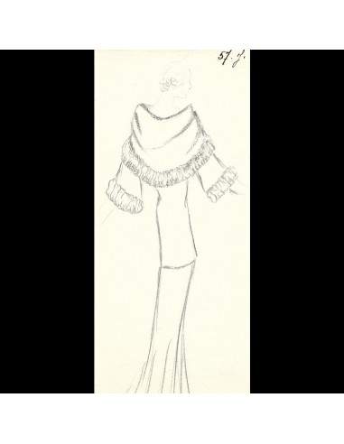 Fourrures Max - Dessin d'un manteau par Léo Tissandié (circa 1930s) Venez acheter