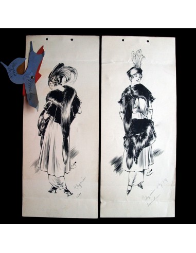 Fourrures Max - Réunion de deux dessins du manteau Elysée (1914) store