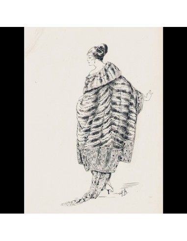 Fourrures Max - Dessin d'un manteau de chinchilla (1917) Par le système avancé 