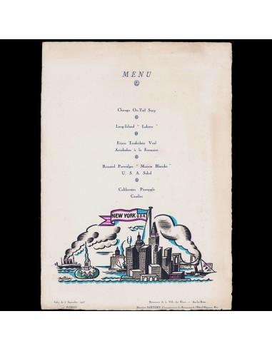 Poiret - Menu illustré par Pierre Peltier pour le gala du 5 septembre 1923 à Aix-les-Bains du meilleur 