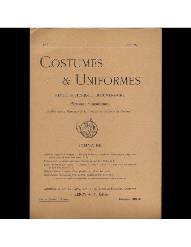 Costumes & Uniformes, revue de la Société de l'Histoire du Costume, n°2 (mai 1912) vous aussi creer 