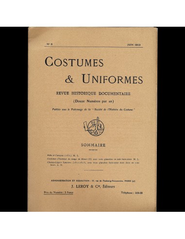 Costumes & Uniformes, revue de la Société de l'Histoire du Costume, n°8 (juin 1913) store