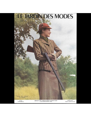 Le Jardin des Modes, n°263, 15 août 1938, Tenue de chasse de Knize soldes