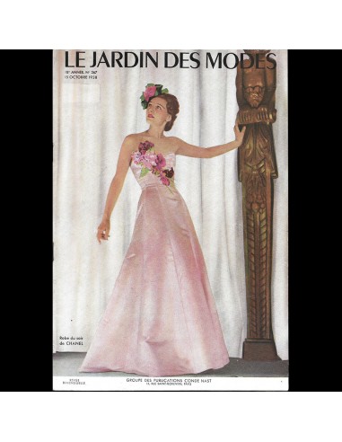 Le Jardin des Modes, n°267, 15 octobre 1938, Robe du soir de Chanel l'évolution des habitudes 