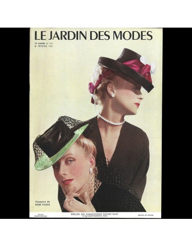 Le Jardin des Modes, n°275, 15 février 1939, Chapeaux de Rose Valois ou a consommer sur place