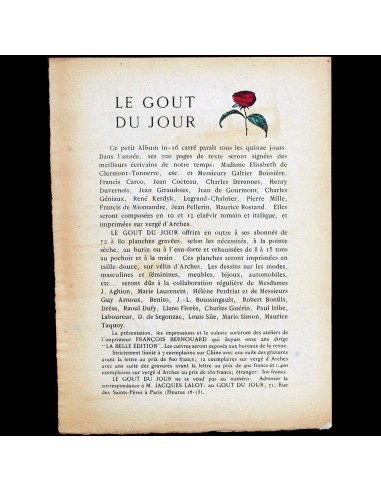 Le Goût du Jour - Annonce de la parution de la revue (1920) 2 - 3 jours ouvrés.