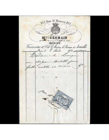Maison Germain - Facture de la maison de modes, 277 rue du Saint-Honoré à Paris (1872) solde