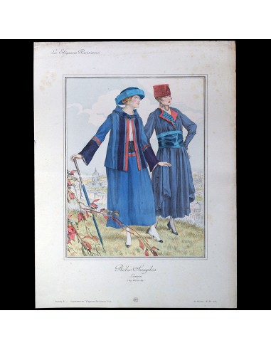 Lanvin - Robes simples, gravure des Elégances Parisiennes (1916) de la marque