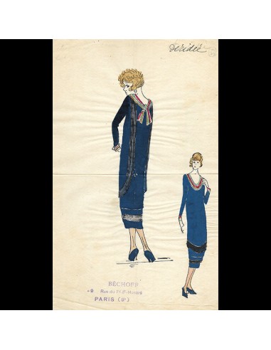 Bechoff - Décidée, dessin d'une robe (circa 1925) acheter