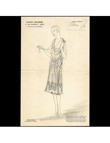 Lucien Lelong - Oserai-je ? dessin de robe (circa 1924-1926) sur le site 