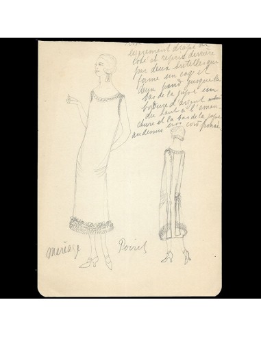 Poiret - Dessin de la robe Mariage (1920s) Véritable concentré