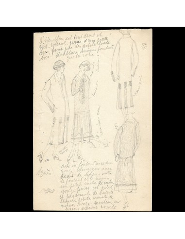 Agnès - Dessin d'une robe et d'un manteau (1920s) En savoir plus