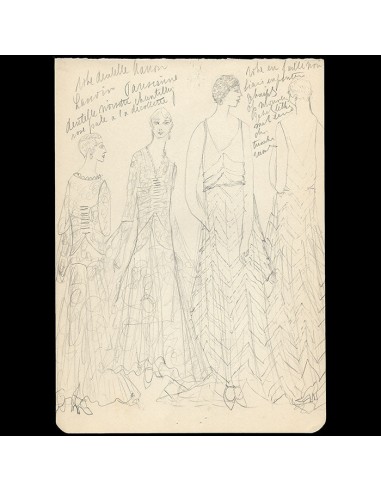 Lanvin - Dessin de la robe Parisienne (circa 1925-1930) la chaussure