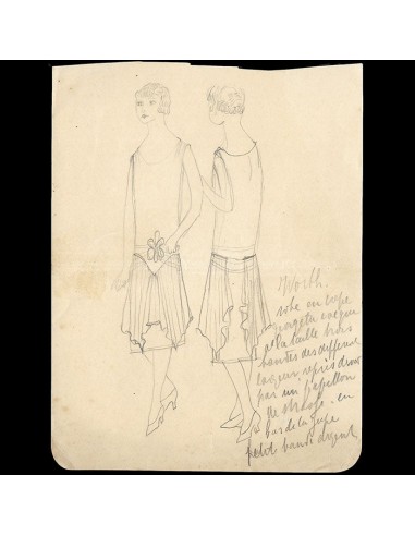 Worth - Ensemble de dix dessins de robes et manteaux (1920s) chez Cornerstreet bien 