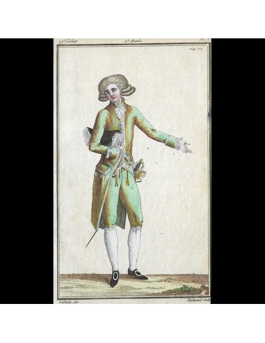 Magasin des Modes Nouvelles Françaises et Anglaises, 27ème cahier, planche 2 - Homme en habit habillé (1787) france