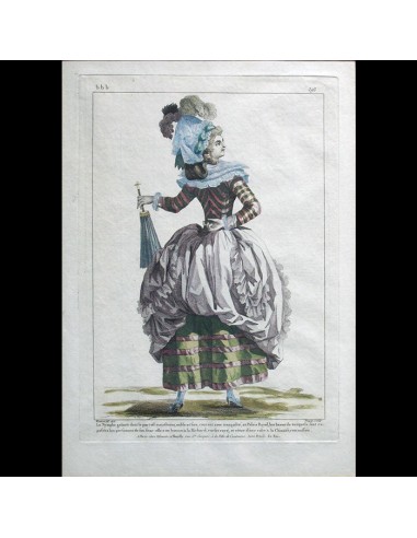 Gallerie des Modes et Costumes Français, 1778-1787, gravure n° bbb 293, La Nymphe galante (1785) de la marque