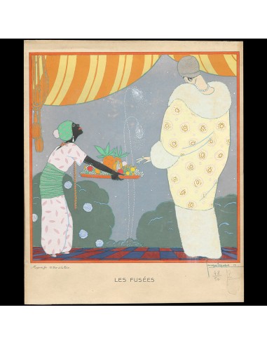 Poiret - Les Fusées, pochoir de Georges Lepape pour Paul Poiret (1912) basket pas cher