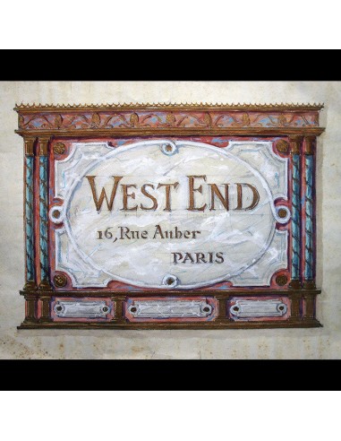 West End - Aquarelle préparatoire pour le tailleur, rue Auber à Paris (circa 1900s) en stock