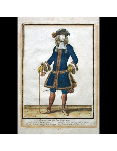 Bonnart - Homme en habit d'hyver (circa 1680s) brillant des détails fins